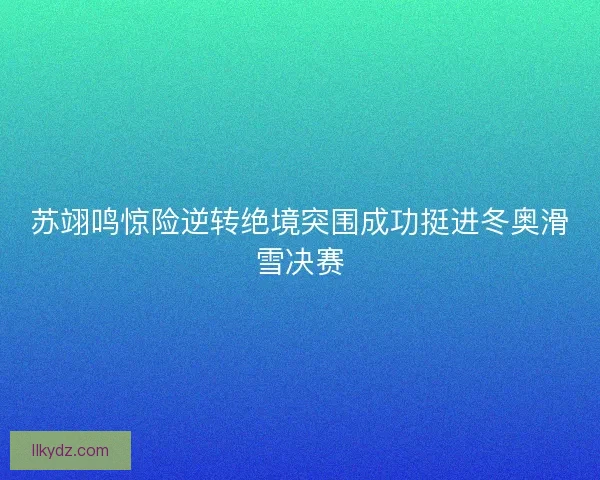 苏翊鸣惊险逆转绝境突围成功挺进冬奥滑雪决赛